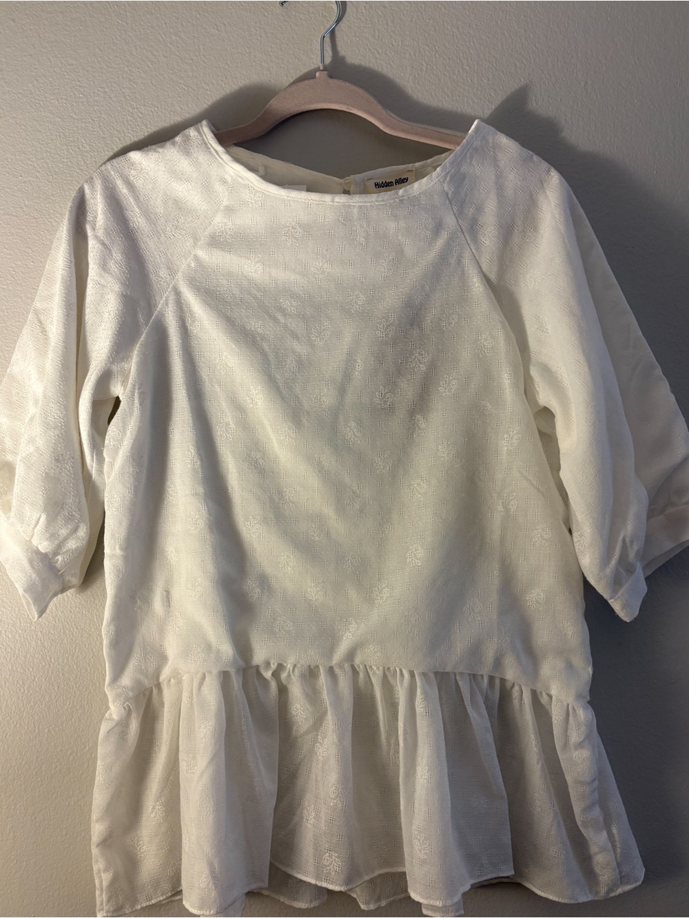 Hidden Alley Ivory Peplum Textured Blouse